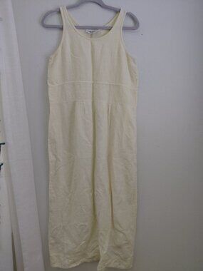 Vintage Aly Wear Pennsylvania Linen Yellow Maxi Dress Embroidered Lagenlook